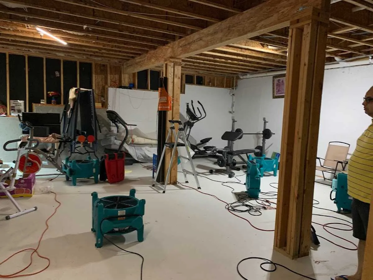 Basement drying equipment setup for Structural Drying in Pittston