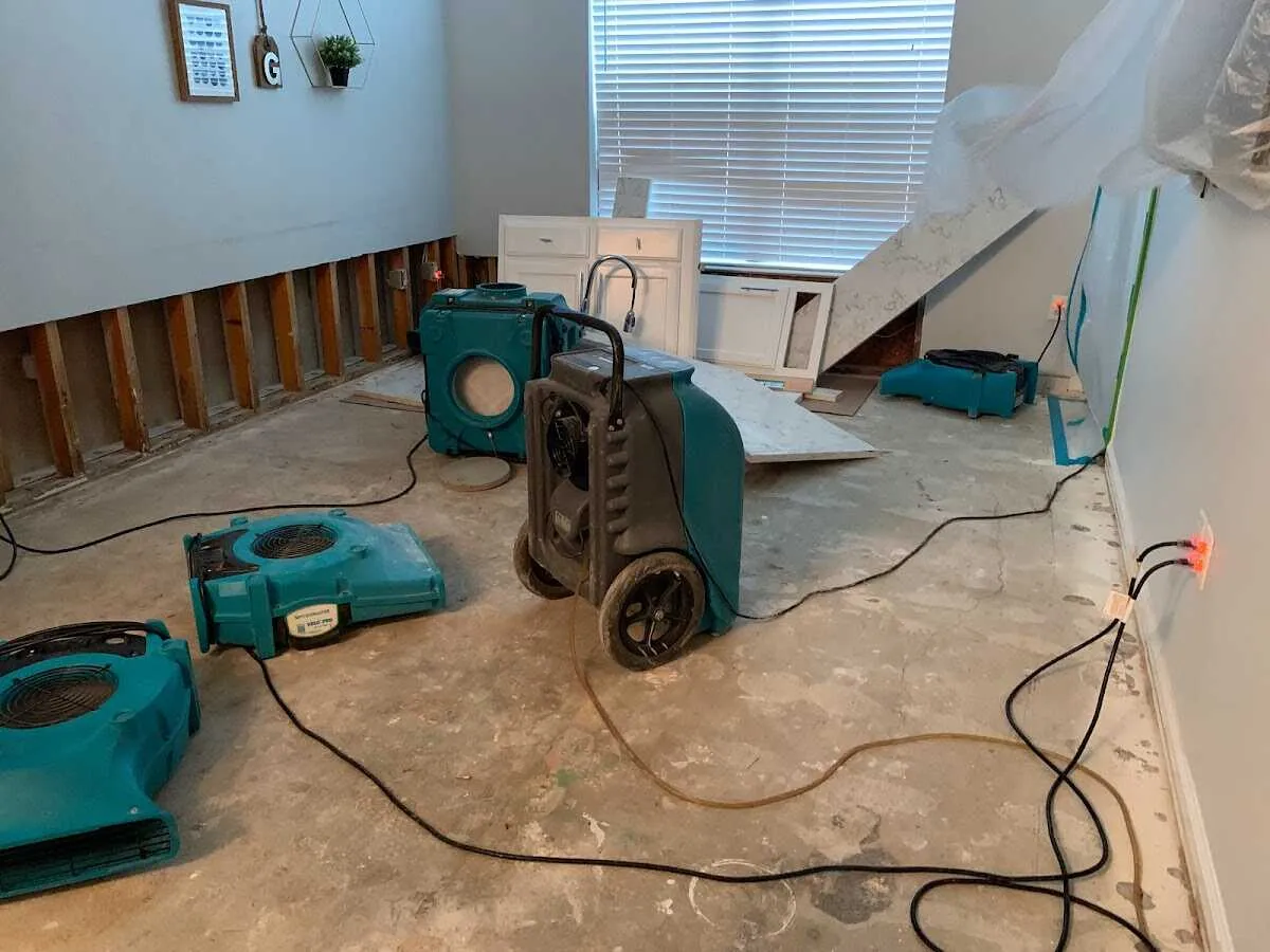 Dehumidifier in flood-cut room for Water Damage Restoration in Pittston